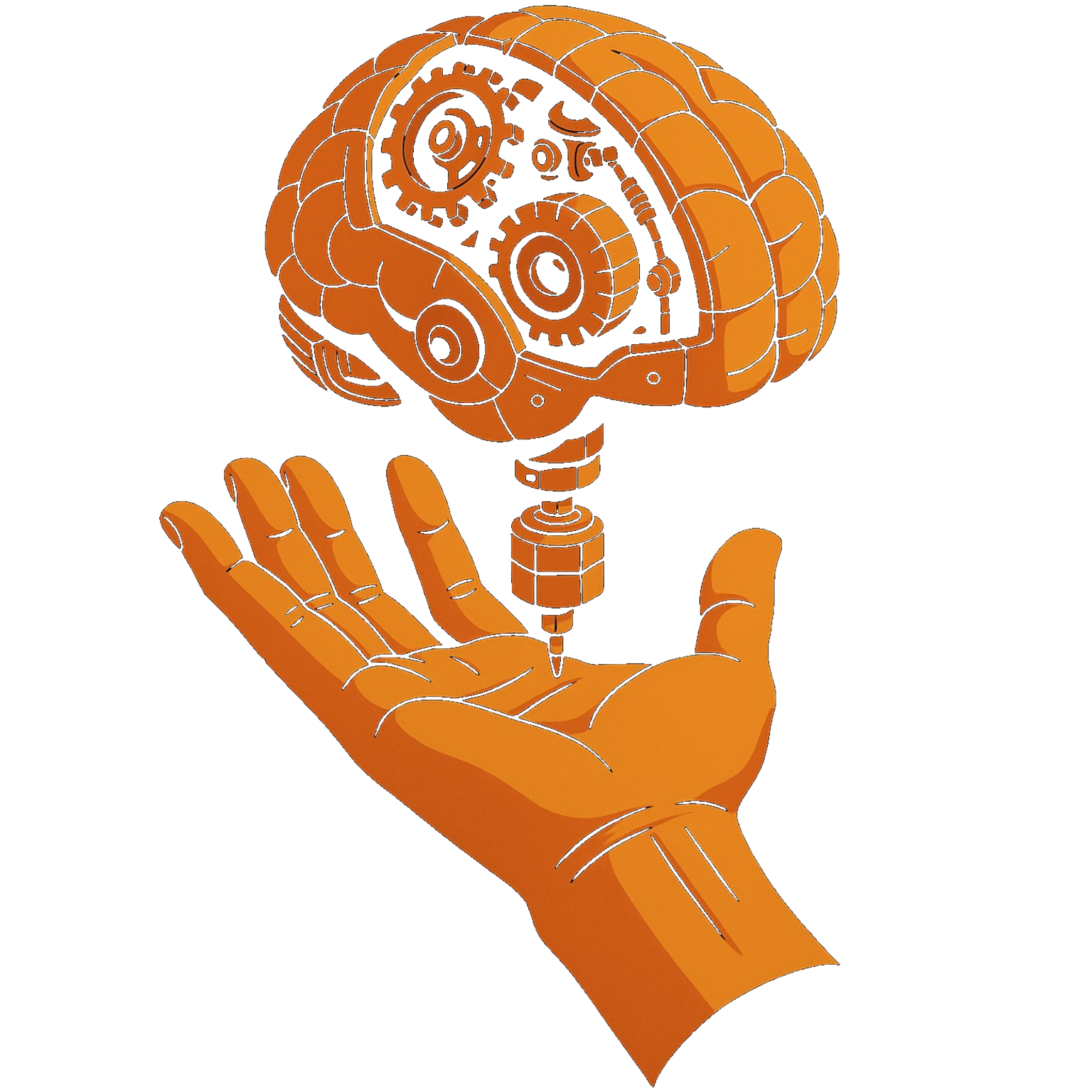 AI Brain and Hand Illustration